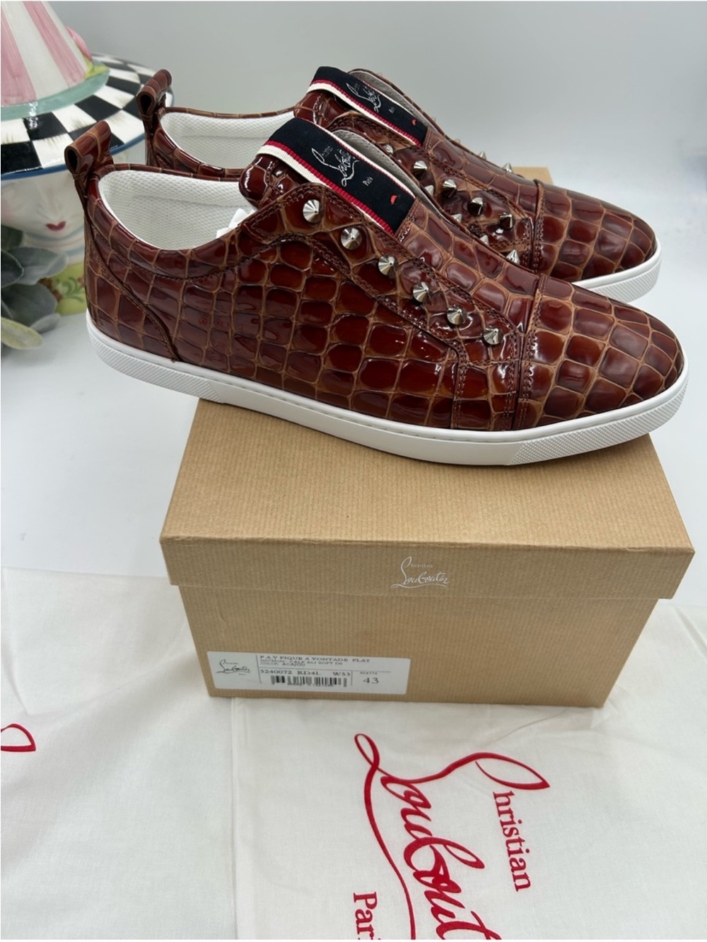 Christian Louboutin Men's FAV VONTADE CROC SNEAKERS . Size 43 - Picture 4 of 11
